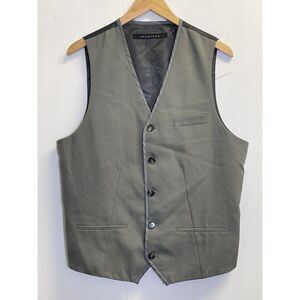Sean John Suit Vest Men's Size L Grey‎ Striped 5 Buttons Pockets